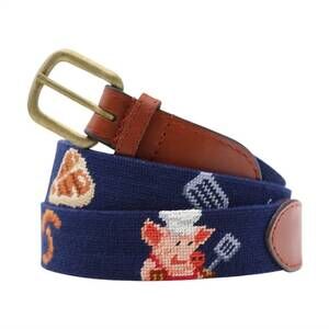 NEW SMATHERS & BRANSON men's needlepoint grill master belt in dark navy